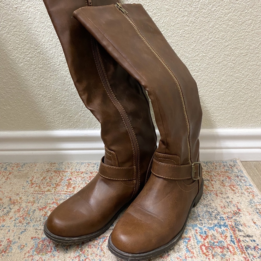 Faux leather boots